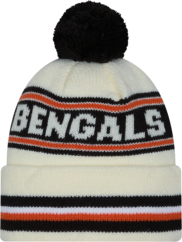 Cincinnati Bengals New Era Off White Knit Classic Cuffed Pom Knit - Pro Jersey Sports