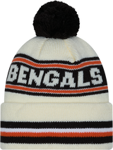 Cincinnati Bengals New Era Off White Knit Classic Cuffed Pom Knit - Pro Jersey Sports