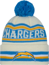 Los Angeles Chargers New Era Off White Knit Classic Cuffed Pom Knit - Pro Jersey Sports
