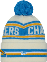 Los Angeles Chargers New Era Off White Knit Classic Cuffed Pom Knit - Pro Jersey Sports
