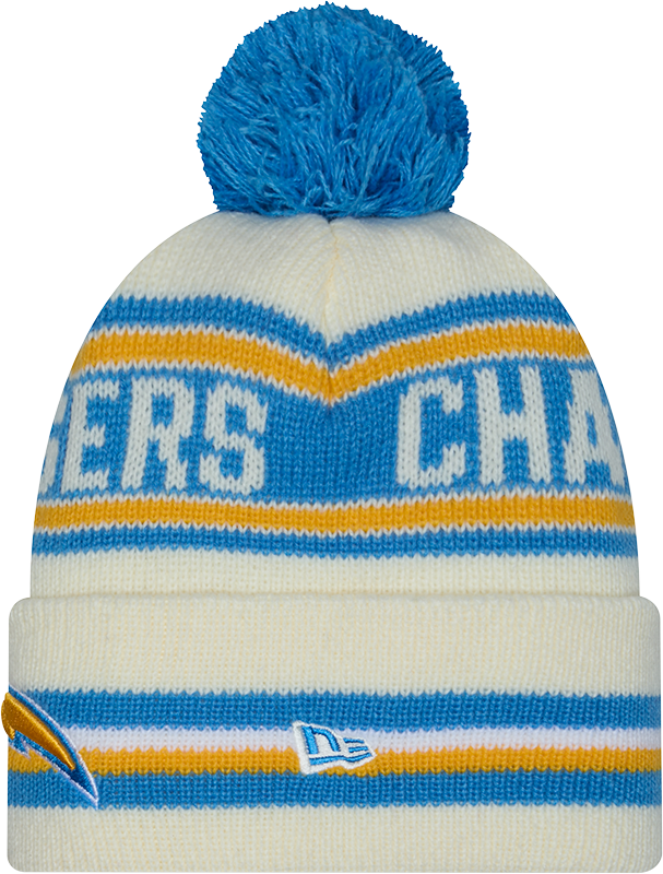 Los Angeles Chargers New Era Off White Knit Classic Cuffed Pom Knit - Pro Jersey Sports
