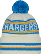 Los Angeles Chargers New Era Off White Knit Classic Cuffed Pom Knit - Pro Jersey Sports