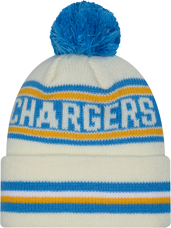 Los Angeles Chargers New Era Off White Knit Classic Cuffed Pom Knit - Pro Jersey Sports