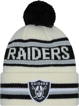 Las Vegas Raiders New Era Off White Knit Classic Cuffed Pom Knit - Pro Jersey Sports