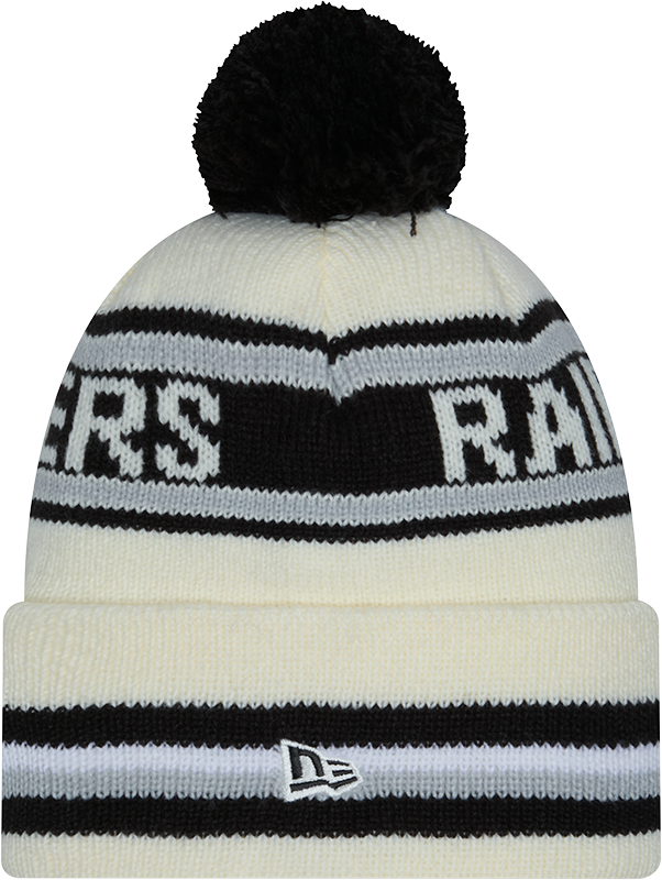 Las Vegas Raiders New Era Off White Knit Classic Cuffed Pom Knit - Pro Jersey Sports