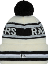 Las Vegas Raiders New Era Off White Knit Classic Cuffed Pom Knit - Pro Jersey Sports