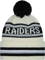 Las Vegas Raiders New Era Off White Knit Classic Cuffed Pom Knit - Pro Jersey Sports