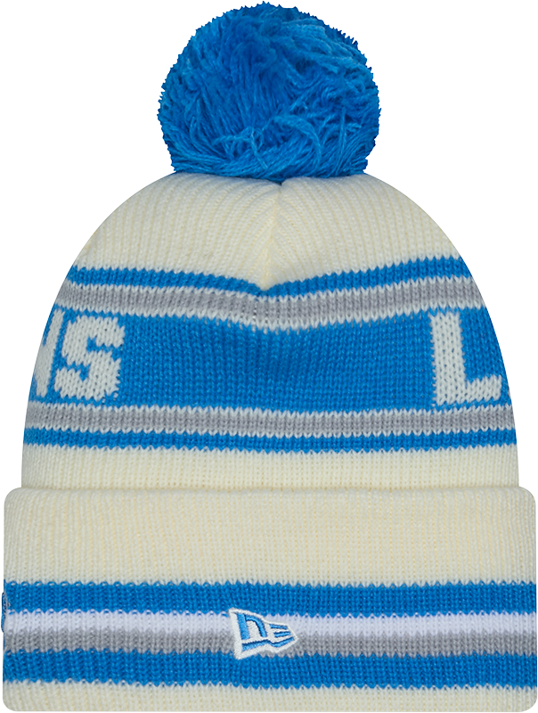 Detroit Lions New Era Off White Knit Classic Cuffed Pom Knit - Pro Jersey Sports