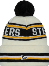Pittsburgh Steelers New Era Off White Knit Classic Cuffed Pom Knit - Pro Jersey Sports