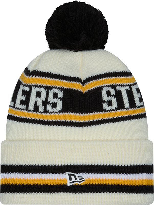 Pittsburgh Steelers New Era Off White Knit Classic Cuffed Pom Knit - Pro Jersey Sports