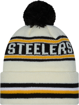 Pittsburgh Steelers New Era Off White Knit Classic Cuffed Pom Knit - Pro Jersey Sports