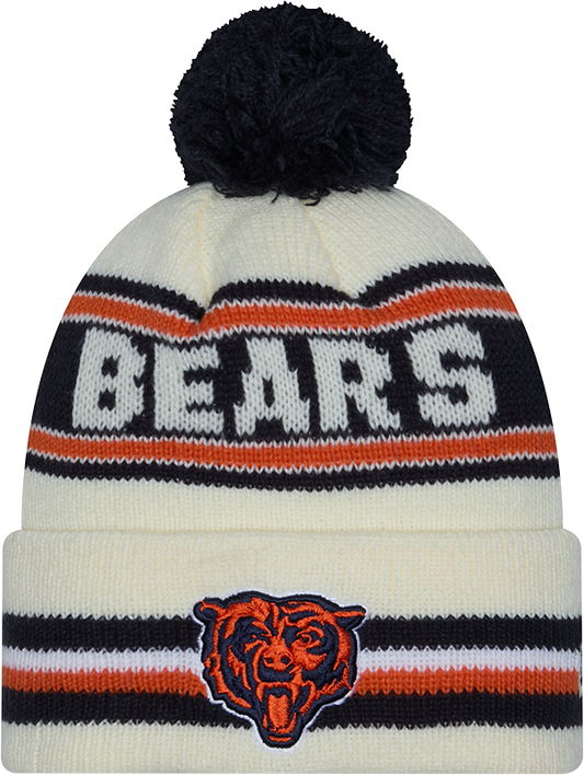Chicago Bears New Era Off White Knit Classic Cuffed Pom Knit - Pro Jersey Sports