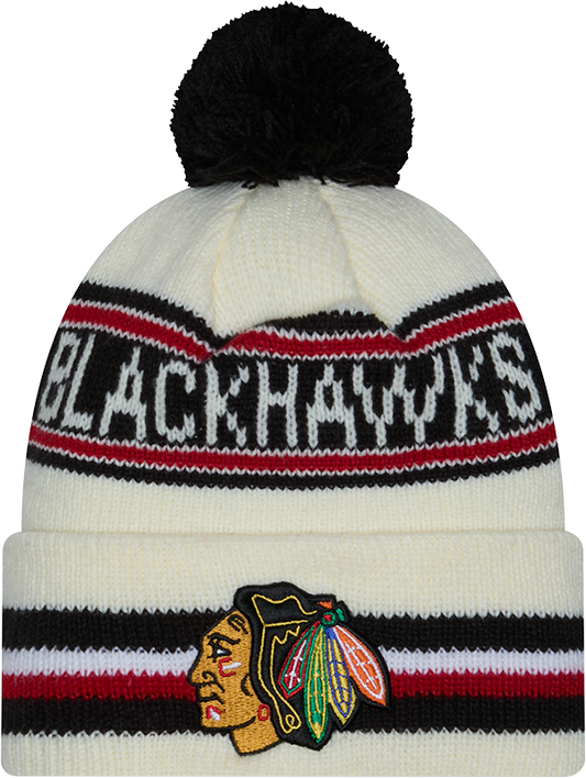 Chicago Blackhawks Off White New Era Knit Classic Cuffed Pom Knit - Pro Jersey Sports