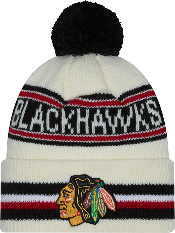 Chicago Blackhawks Off White New Era Knit Classic Cuffed Pom Knit - Pro Jersey Sports