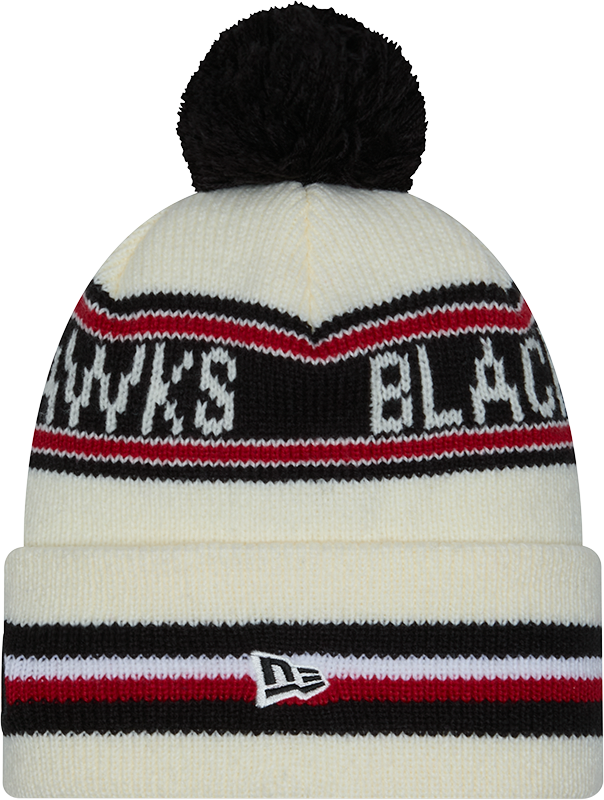 Chicago Blackhawks Off White New Era Knit Classic Cuffed Pom Knit - Pro Jersey Sports