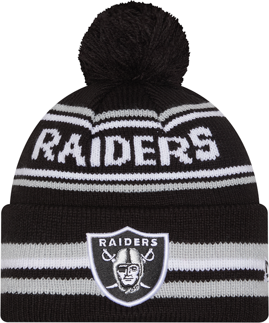 Las Vegas Raiders Black New Era Knit Classic Cuffed Pom Knit - Pro Jersey Sports