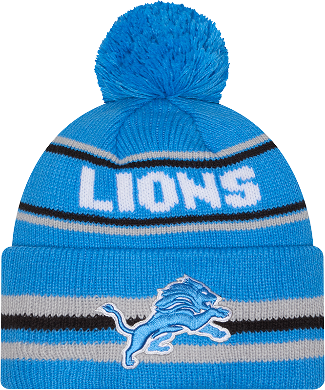 Detroit Lions Blue New Era Knit Classic Cuffed Pom Knit - Pro Jersey Sports