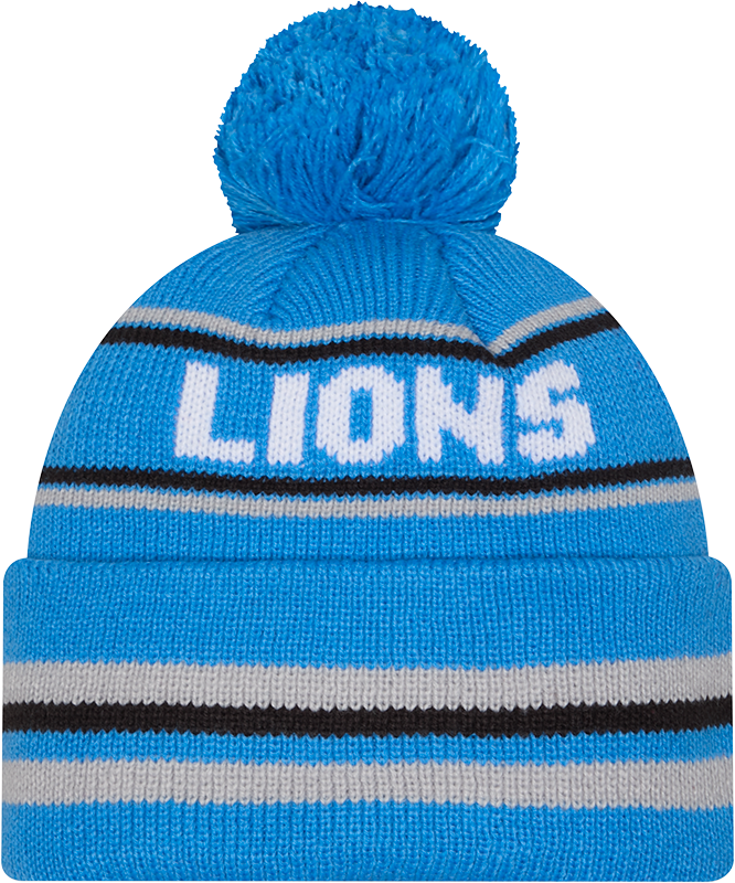 Detroit Lions Blue New Era Knit Classic Cuffed Pom Knit - Pro Jersey Sports