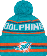 Miami Dolphins Aqua New Era Knit Classic Cuffed Pom Knit - Pro Jersey Sports