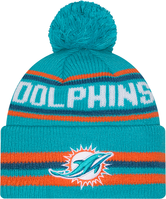 Miami Dolphins Aqua New Era Knit Classic Cuffed Pom Knit - Pro Jersey Sports