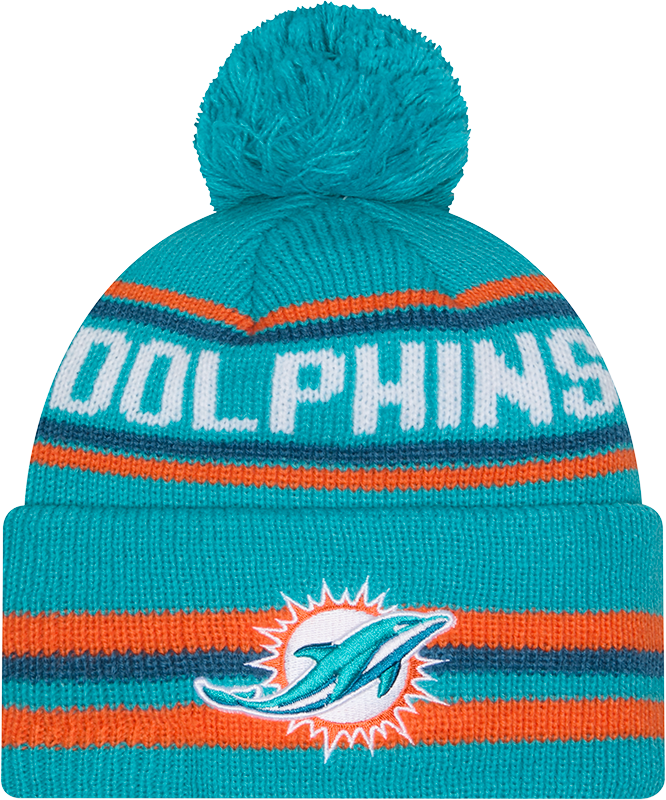 Miami Dolphins Aqua New Era Knit Classic Cuffed Pom Knit - Pro Jersey Sports