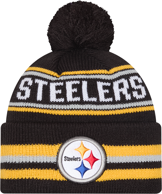 Pittsburgh Steelers Black New Era Knit Classic Cuffed Pom Knit - Pro Jersey Sports