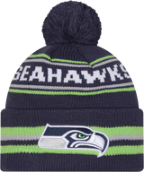 Seattle Seahawks Navy New Era Knit Classic Cuffed Pom Knit - Pro Jersey Sports