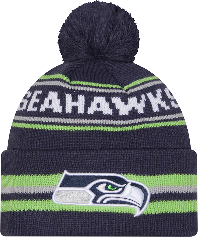 Seattle Seahawks Navy New Era Knit Classic Cuffed Pom Knit - Pro Jersey Sports