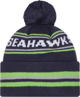 Seattle Seahawks Navy New Era Knit Classic Cuffed Pom Knit - Pro Jersey Sports