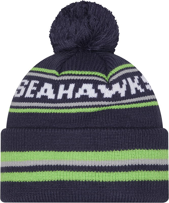 Seattle Seahawks Navy New Era Knit Classic Cuffed Pom Knit - Pro Jersey Sports