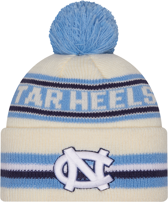 North Carolina Tar Heels New Era Knit Classic Cuffed Knit Hat with Pom -Cream - Pro Jersey Sports