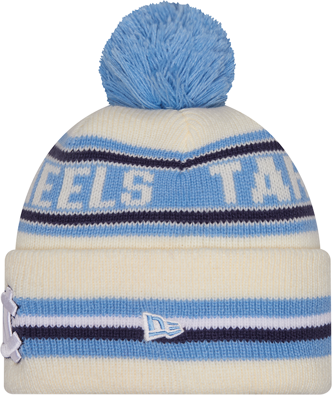 North Carolina Tar Heels New Era Knit Classic Cuffed Knit Hat with Pom -Cream - Pro Jersey Sports
