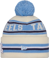 North Carolina Tar Heels New Era Knit Classic Cuffed Knit Hat with Pom -Cream - Pro Jersey Sports