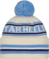 North Carolina Tar Heels New Era Knit Classic Cuffed Knit Hat with Pom -Cream - Pro Jersey Sports