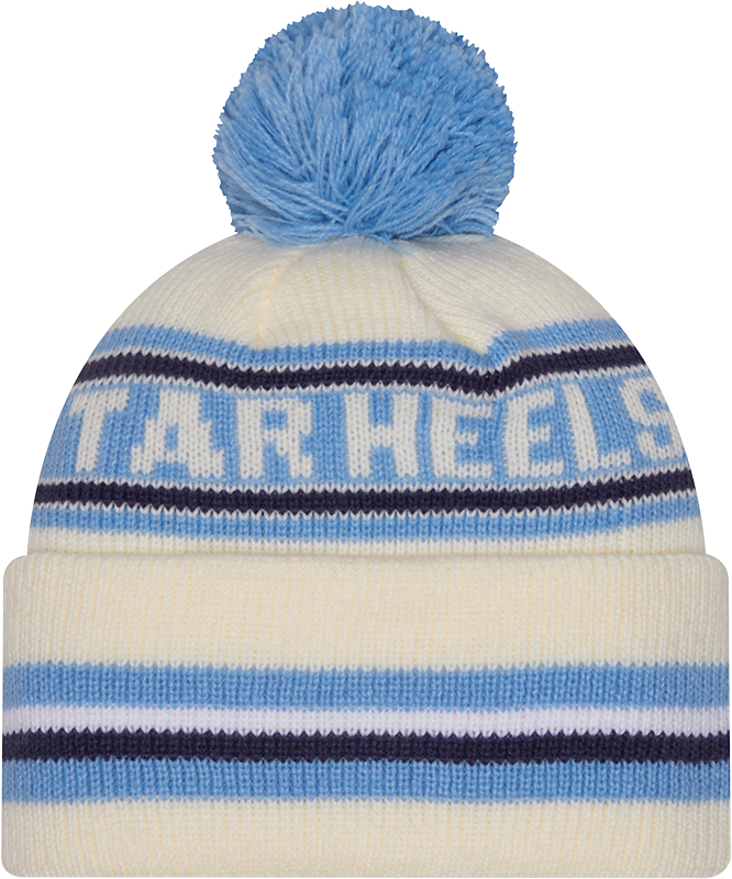 North Carolina Tar Heels New Era Knit Classic Cuffed Knit Hat with Pom -Cream - Pro Jersey Sports
