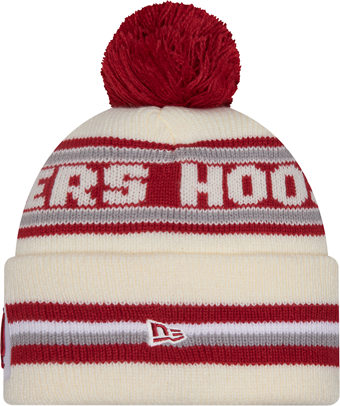 Indiana Hoosiers New Era Knit Classic Cuffed Knit Hat with Pom -Cream - Pro Jersey Sports
