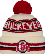 Ohio State Buckeyes New Era Knit Classic Cuffed Knit Hat with Pom -Cream - Pro Jersey Sports
