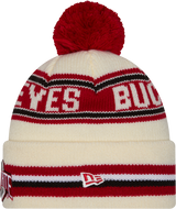 Ohio State Buckeyes New Era Knit Classic Cuffed Knit Hat with Pom -Cream - Pro Jersey Sports