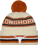 Texas Longhorns New Era Knit Classic Cuffed Knit Hat with Pom -Cream - Pro Jersey Sports