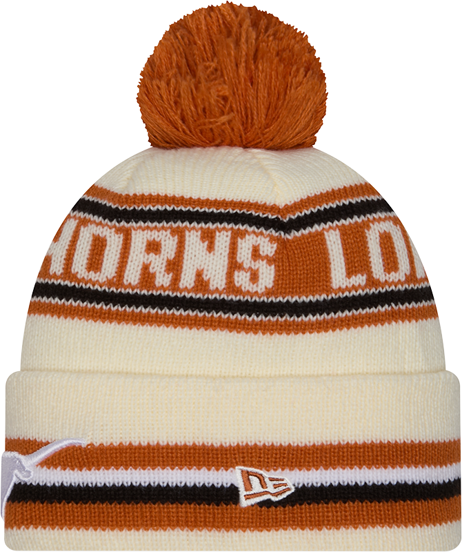 Texas Longhorns New Era Knit Classic Cuffed Knit Hat with Pom -Cream - Pro Jersey Sports