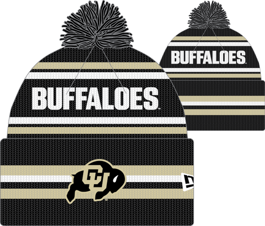 Colorado Buffaloes New Era Knit Classic Cuffed Knit Hat with Pom -Black - Pro Jersey Sports