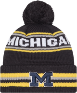 Michigan Wolverines New Era Knit Classic Cuffed Knit Hat with Pom -Navy - Pro Jersey Sports