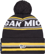 Michigan Wolverines New Era Knit Classic Cuffed Knit Hat with Pom -Navy - Pro Jersey Sports