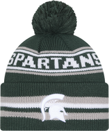 Michigan State Spartans New Era Knit Classic Cuffed Knit Hat with Pom -Green - Pro Jersey Sports