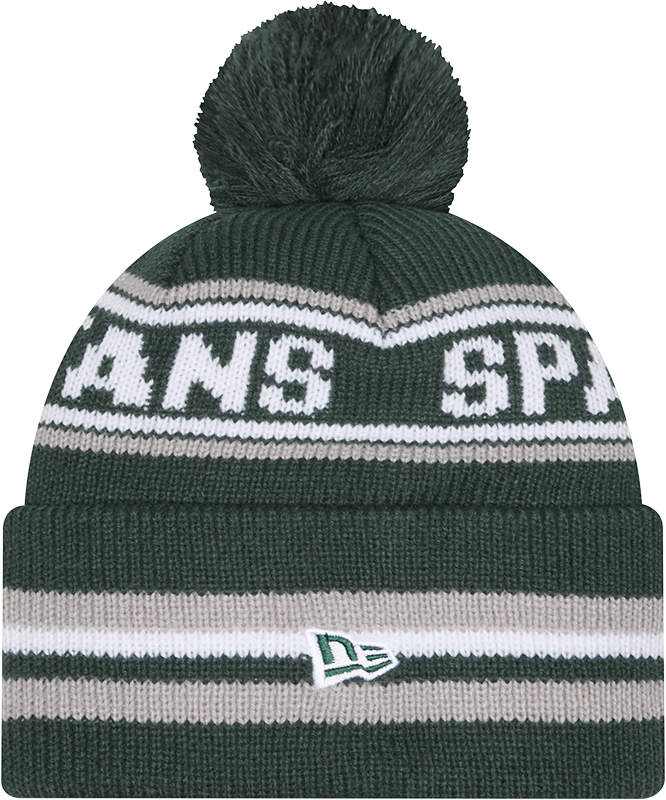 Michigan State Spartans New Era Knit Classic Cuffed Knit Hat with Pom -Green - Pro Jersey Sports