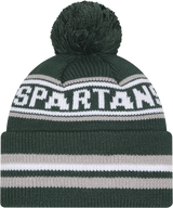Michigan State Spartans New Era Knit Classic Cuffed Knit Hat with Pom -Green - Pro Jersey Sports