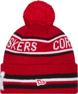 Nebraska Cornhuskers New Era Knit Classic Cuffed Knit Hat with Pom -Red - Pro Jersey Sports