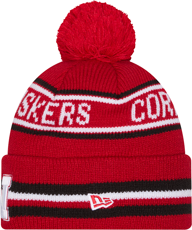 Nebraska Cornhuskers New Era Knit Classic Cuffed Knit Hat with Pom -Red - Pro Jersey Sports