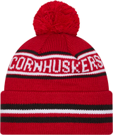 Nebraska Cornhuskers New Era Knit Classic Cuffed Knit Hat with Pom -Red - Pro Jersey Sports