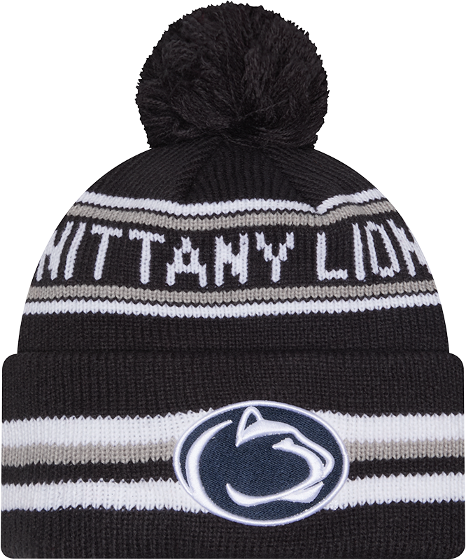 Penn State Nittany Lions New Era Knit Classic Cuffed Knit Hat with Pom -Navy - Pro Jersey Sports